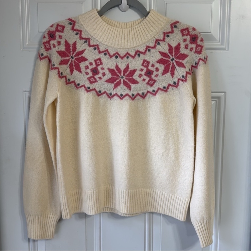 CHARLOTTE By Cato Women's Cream and Pink Patterned Sweater Size XL - Picture 3 of 5